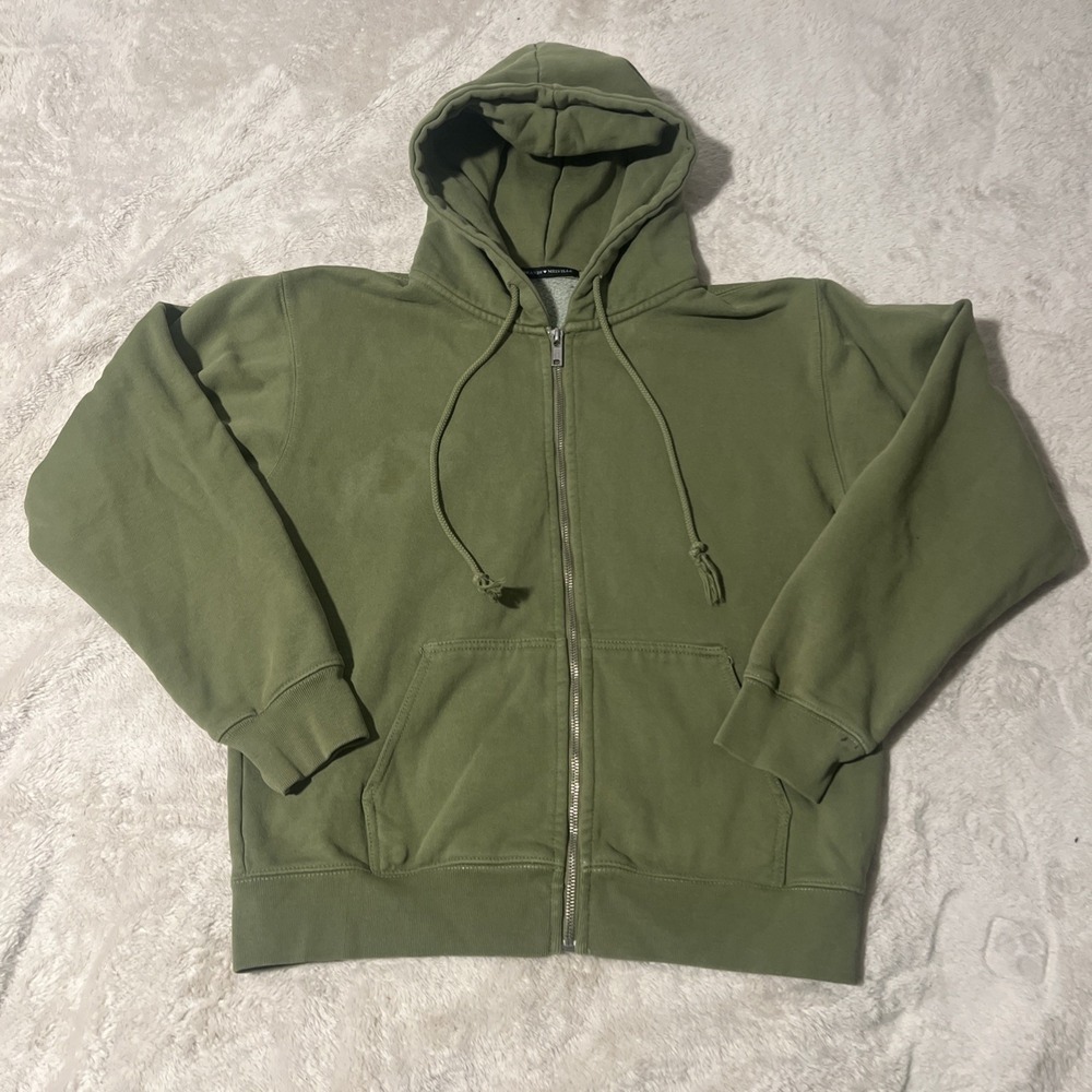 Brandy Melville Hoodie Womens OS Green Zip Up Sweatshirt